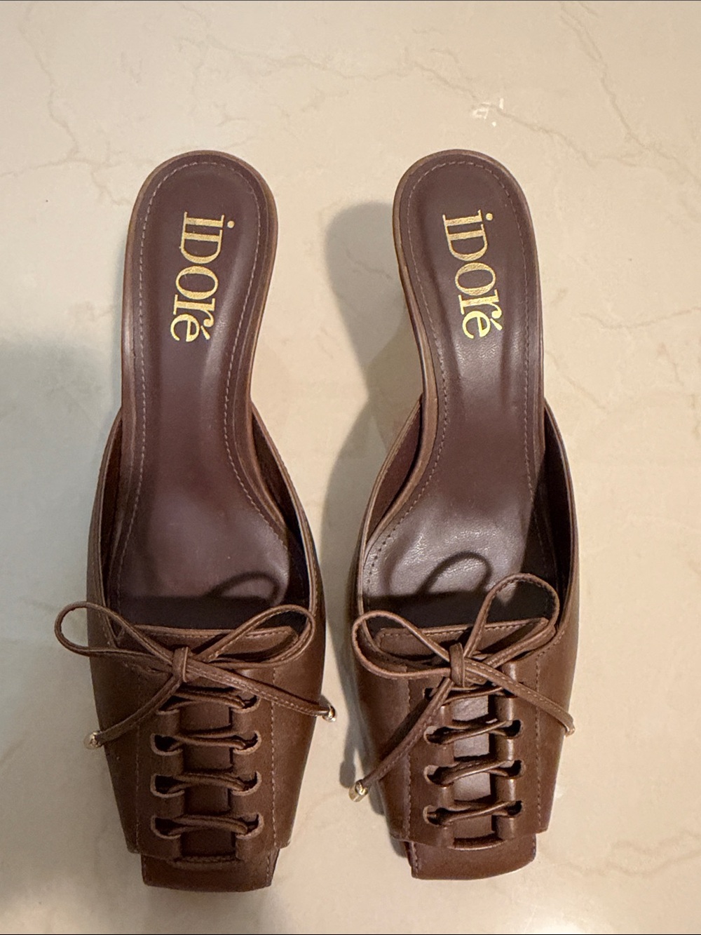 Brown Leather Lace-Up Women’s Mule